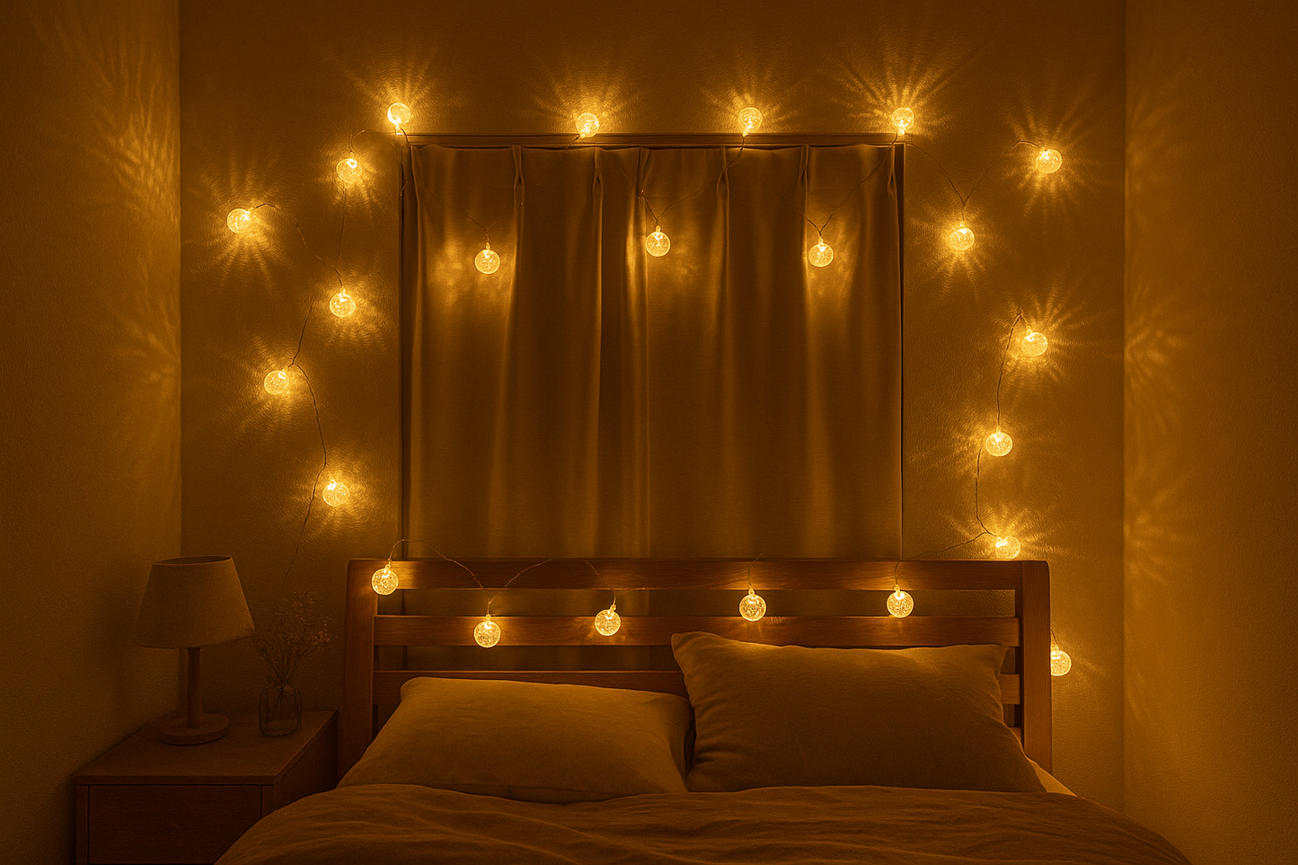 16 LED Crystal Ball String Lights - Bedroom Decoration
