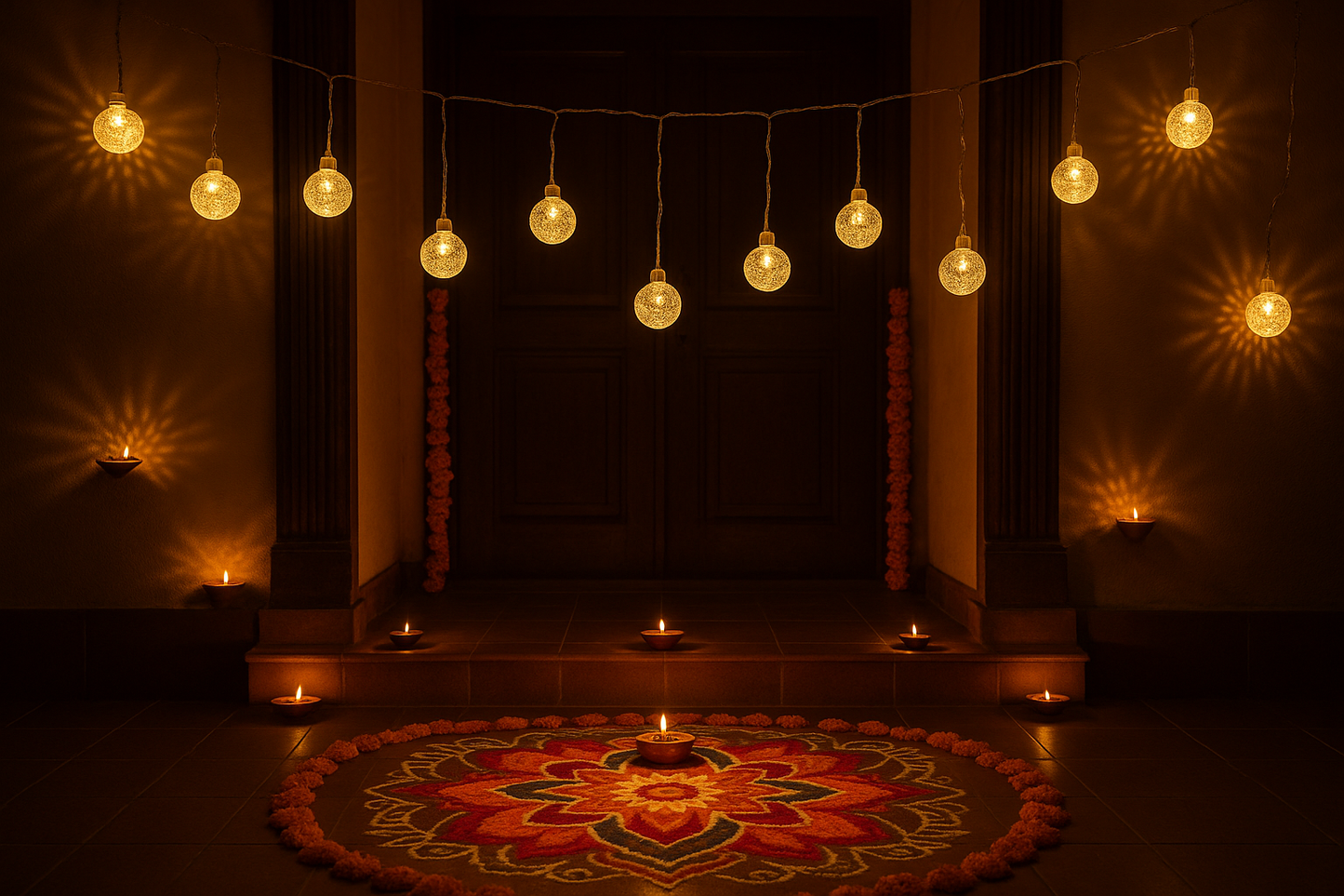 16 LED Crystal Ball String Lights - Diwali Decoration